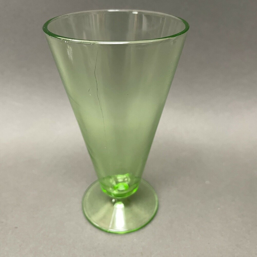 Green Vaseline Glass 6" Tall